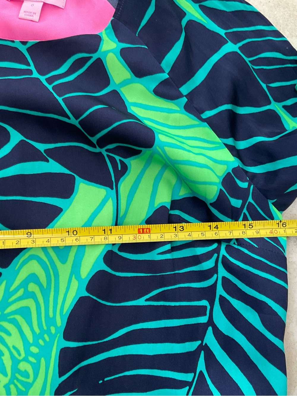 Lilly Pulitzer Under the Palms Dress 3/4 sleeves Navy and Green Palms - Size 0 - Picture 10 of 10